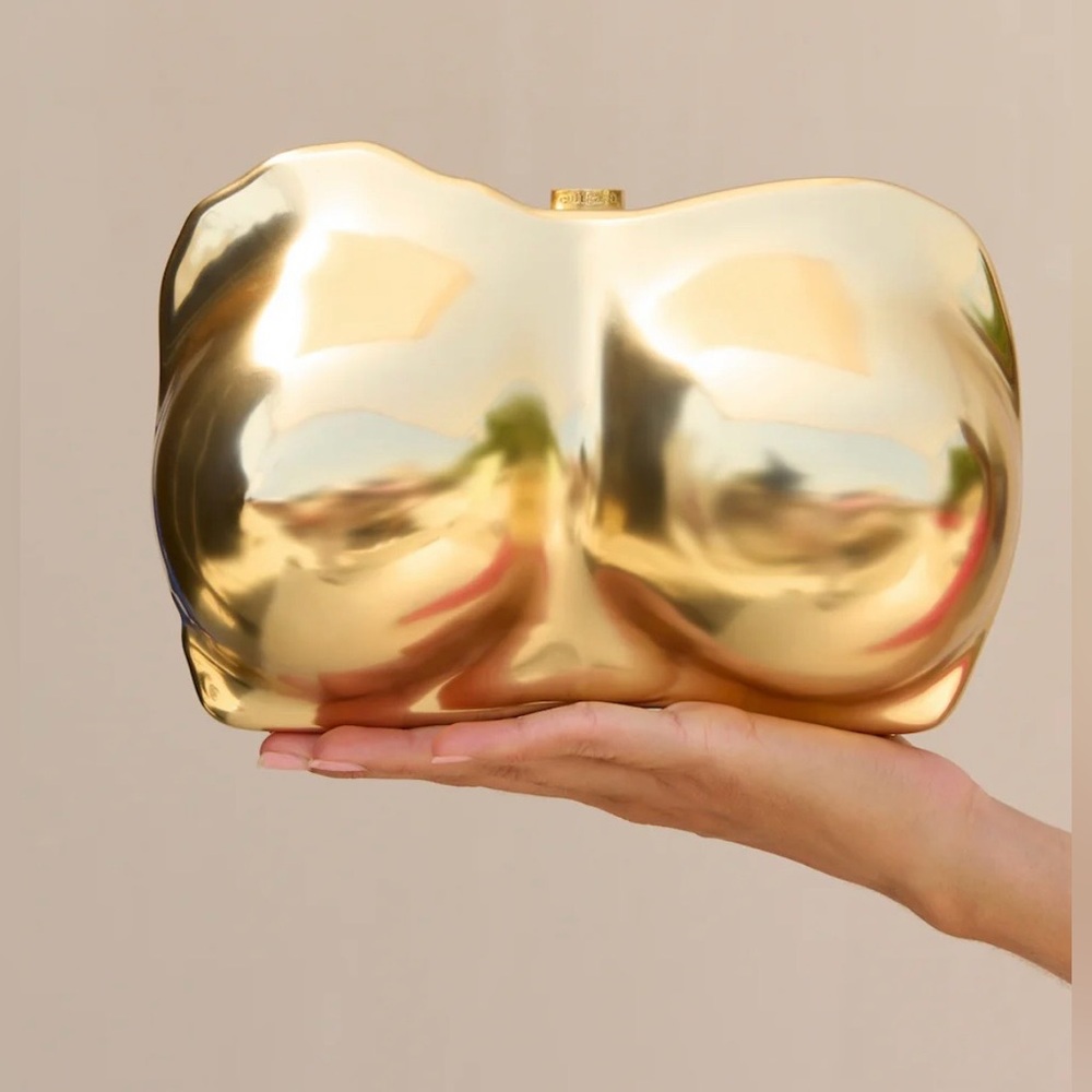 Cult Gaia Reina Clutch Bust Chest Sculptural in Brushed Brass $898 NEW In Box - Picture 4 of 10
